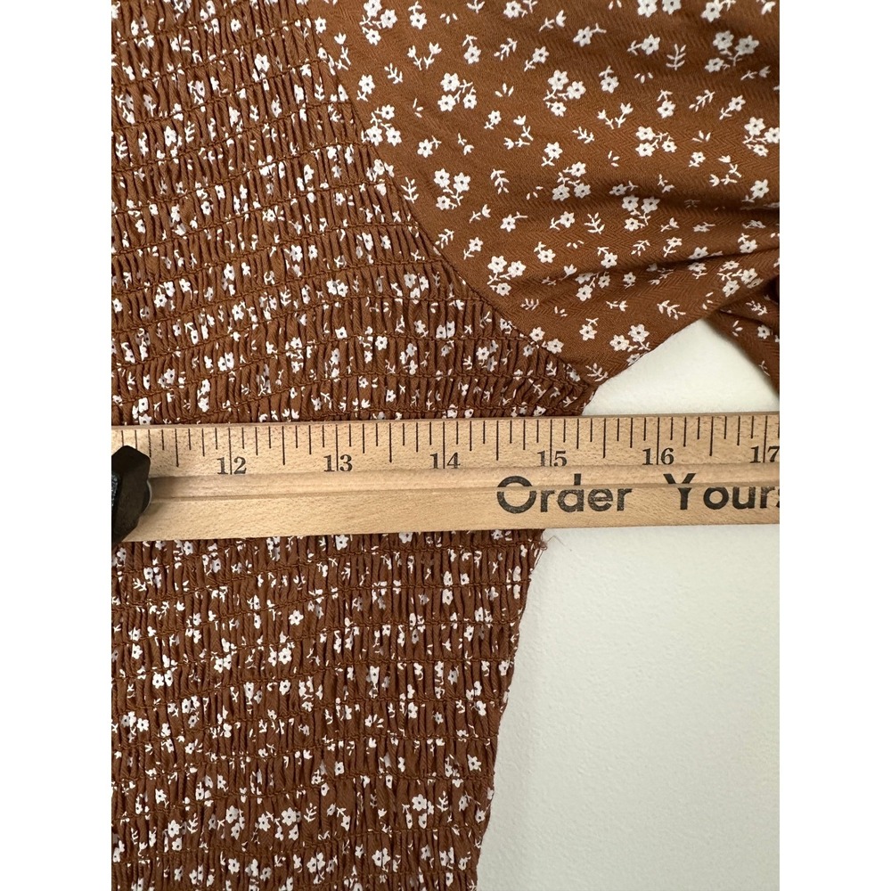 Ivy City Co Madeline Dress Small Brown Floral Smocked Tiered Midi Cotton Cottage - Picture 6 of 9